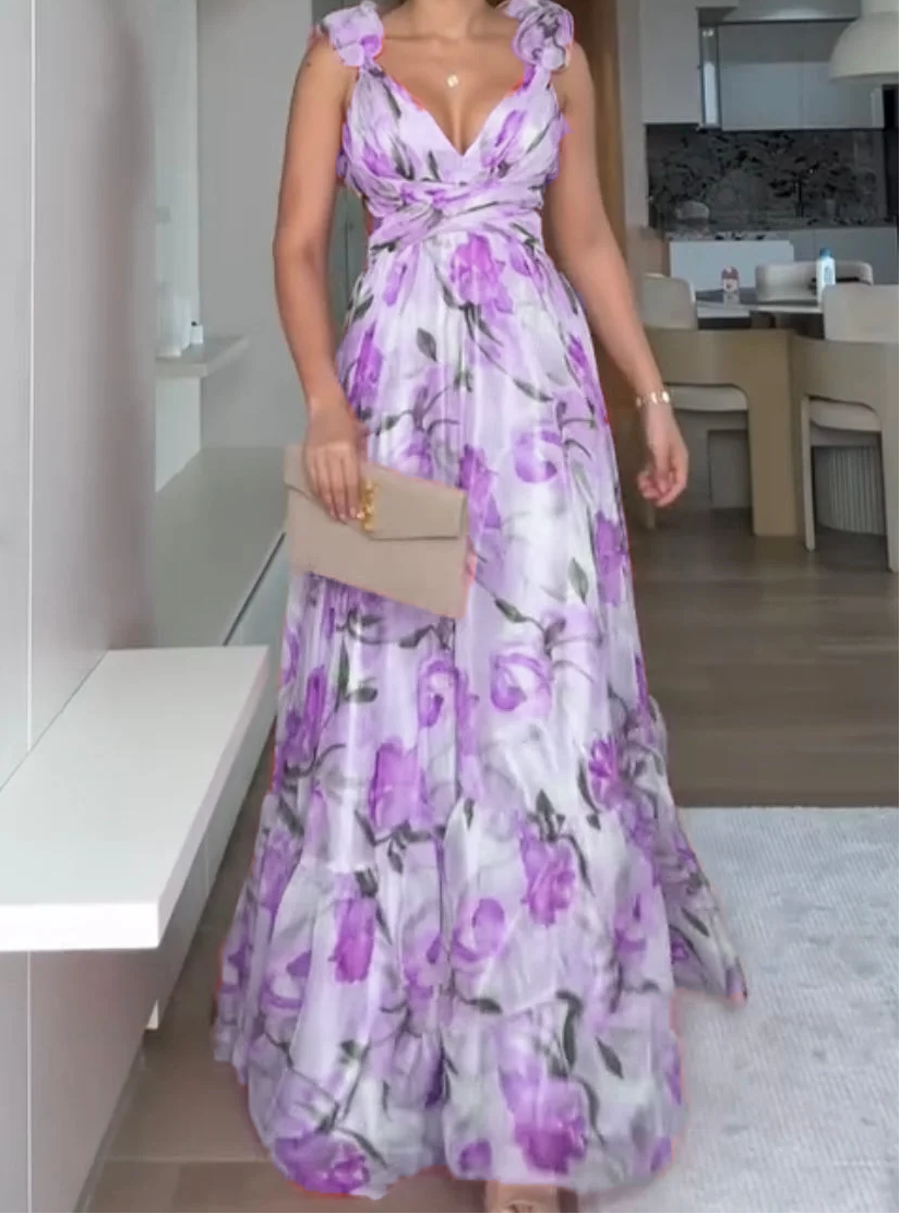 🍓Σέξι και κομψό πλισέ φόρεμα με στάμπα-GR