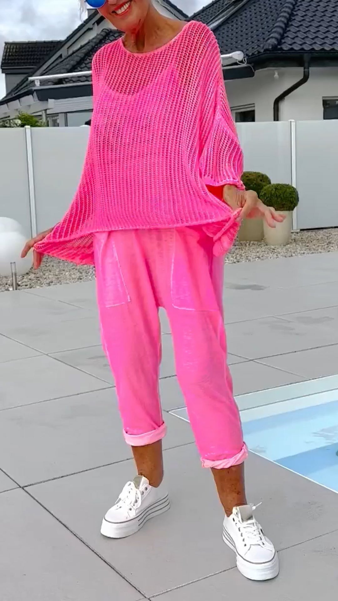 🌸Ženski kombinezon + ohlapna majica z izrezanim šalom-SI