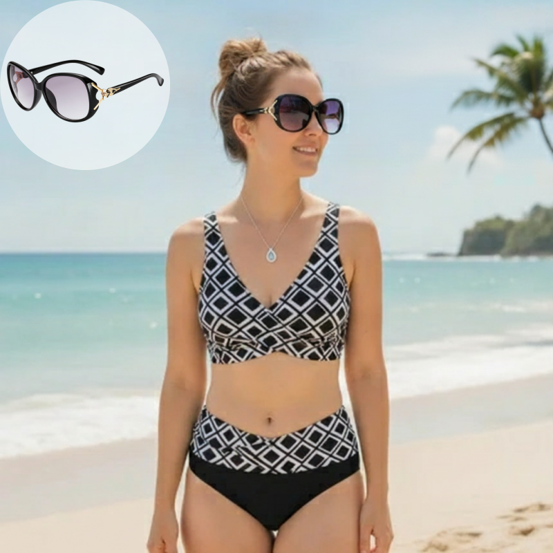 👙🌊Ženski dvodelni bikini komplet z visokim pasom-SI