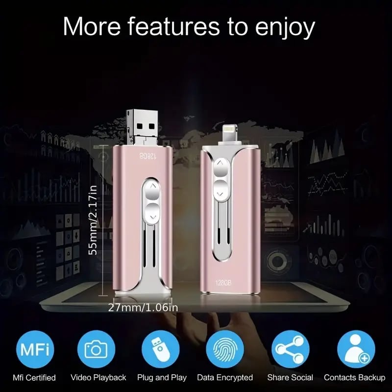 32~256GB Micro USB + 8-pinski + USB 3.0 4 v 1 U-disk za mobilni telefon in računalnik-SI