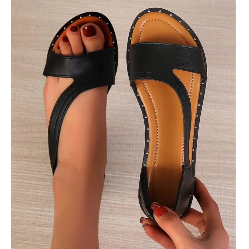 👡 Ravni sandali z vzorcem ribjega ustja in čepki✨-SI