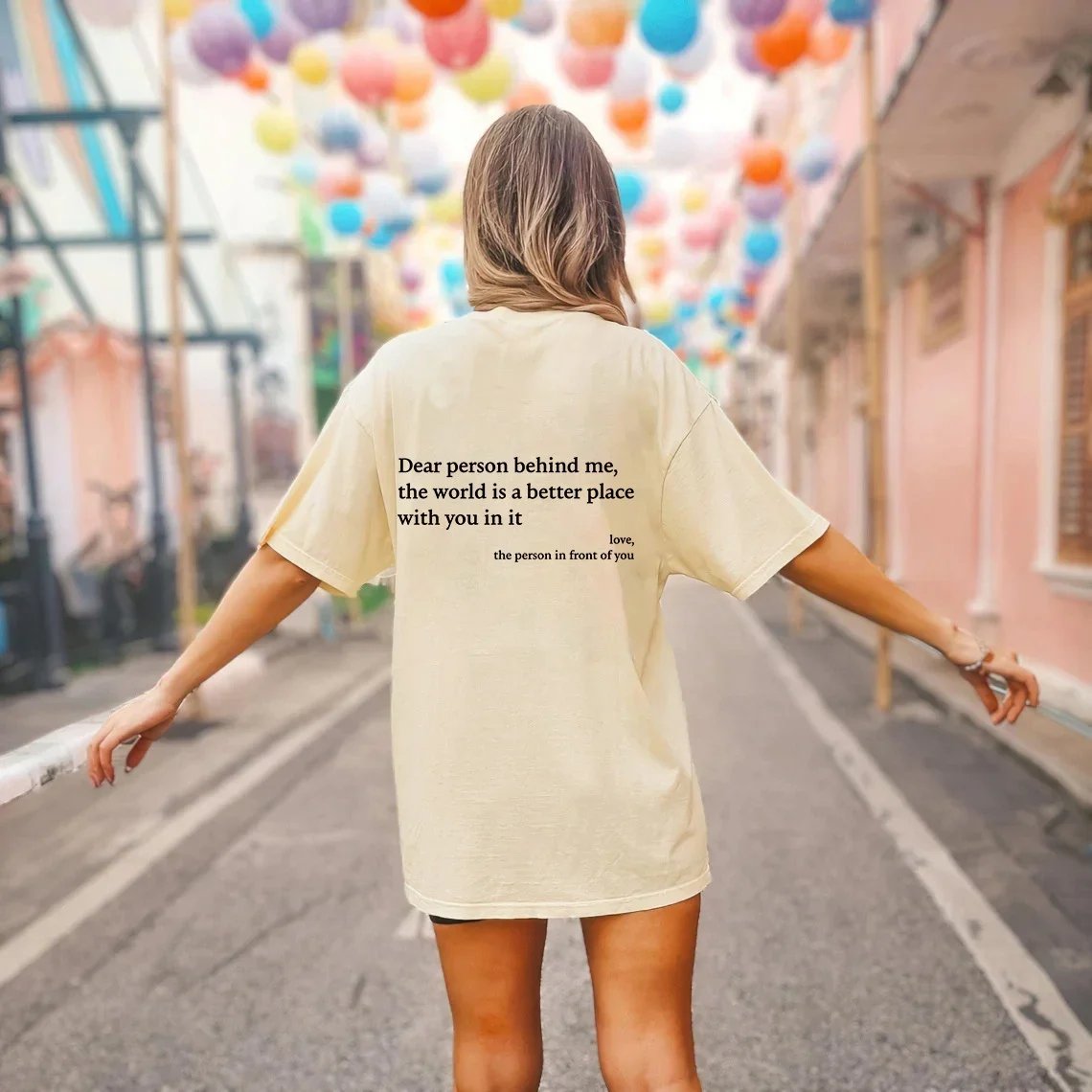 💥Νέο unisex μπλουζάκι με την στάμπα "Αγαπητό άτομο πίσω μου" σε μεγάλο μέγεθος από το 2025-GR