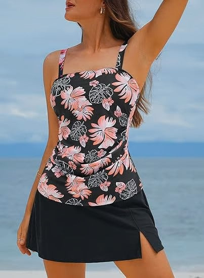🔥👙Moteriški dviejų dalių tankini maudymosi kostiumėliai su pilvuką liekninančiu efektu-LT