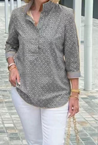 🌈2025 Srajca s stoječim ovratnikom in 3/4 rokavi-SI