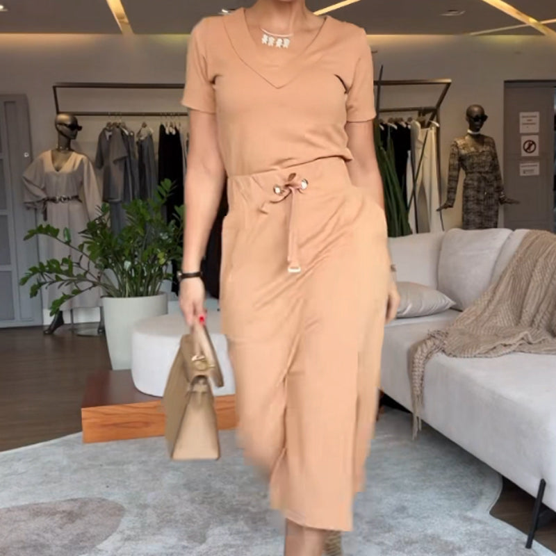 🌸Pavasario išpardavimas🌸Moteriškas V formos iškirptės viršus ir sijonas-LT