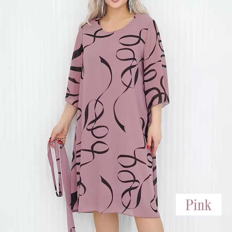 🌸Elegantna ohlapna midi obleka z nabranimi rokavi-SI