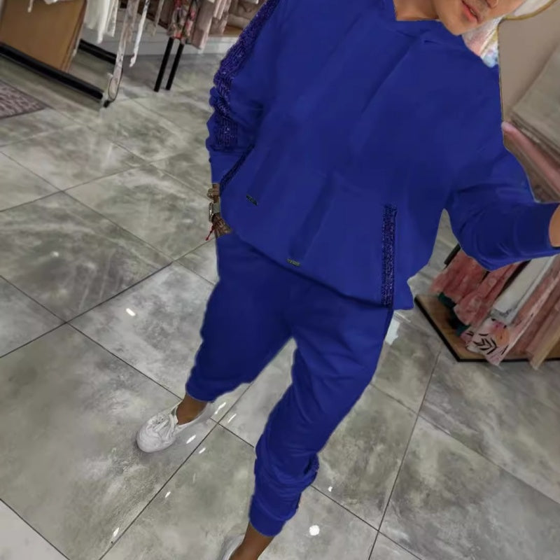 🌷Naujos prekės rudeniui✨Moteriškas džemperis su gobtuvu ir kelnių komplektas iš 2 vnt.-GR