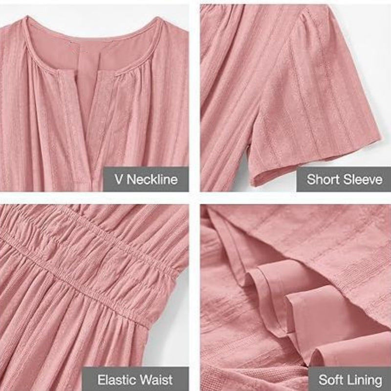🔥👗Φόρεμα από βαμβακερό βολάν σε μονόχρωμο χρώμα-GR