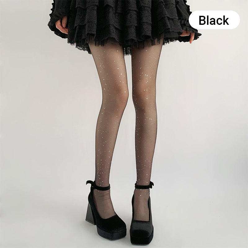 💐 Madingos, seksualios moteriškos kojinės su blizgučiais ir blizgučiais-LT