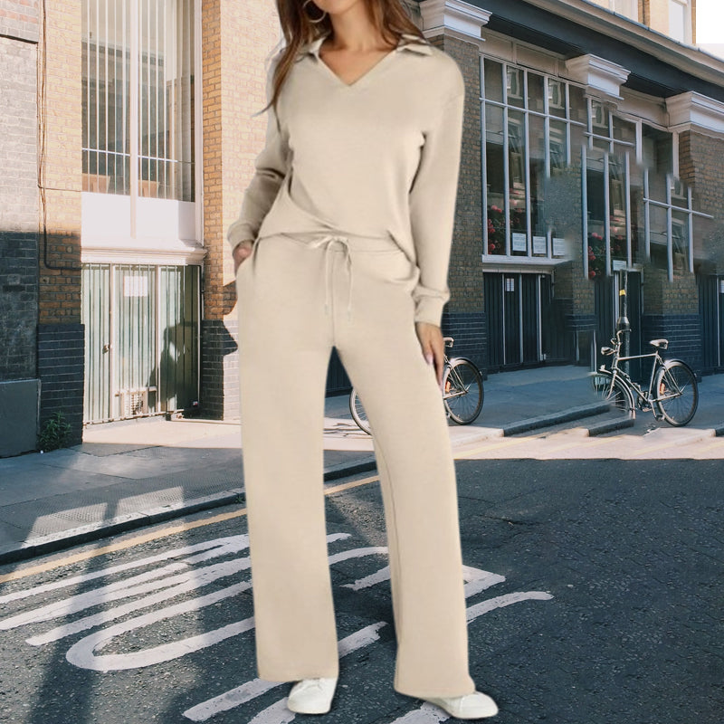 💕Moteriškas 2 dalių poilsio komplektas ilgomis rankovėmis ilgomis rankovėmis-LT