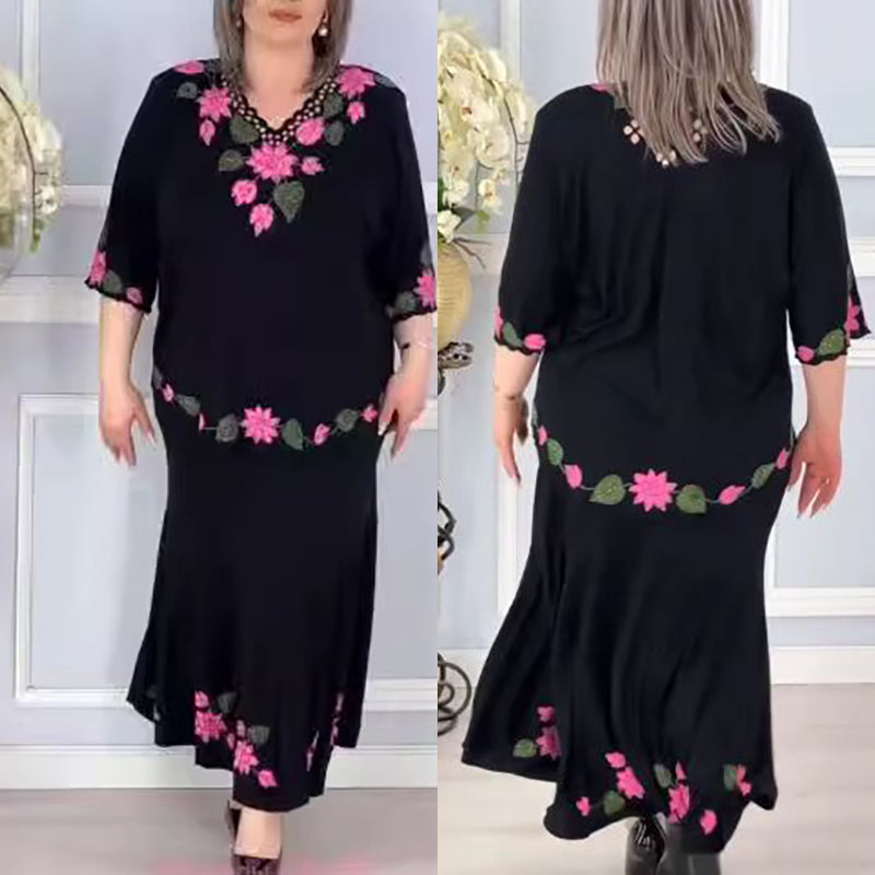 🌷Κομψό γυναικείο φόρεμα με λουλούδια και V-λαιμόκοψη-GR