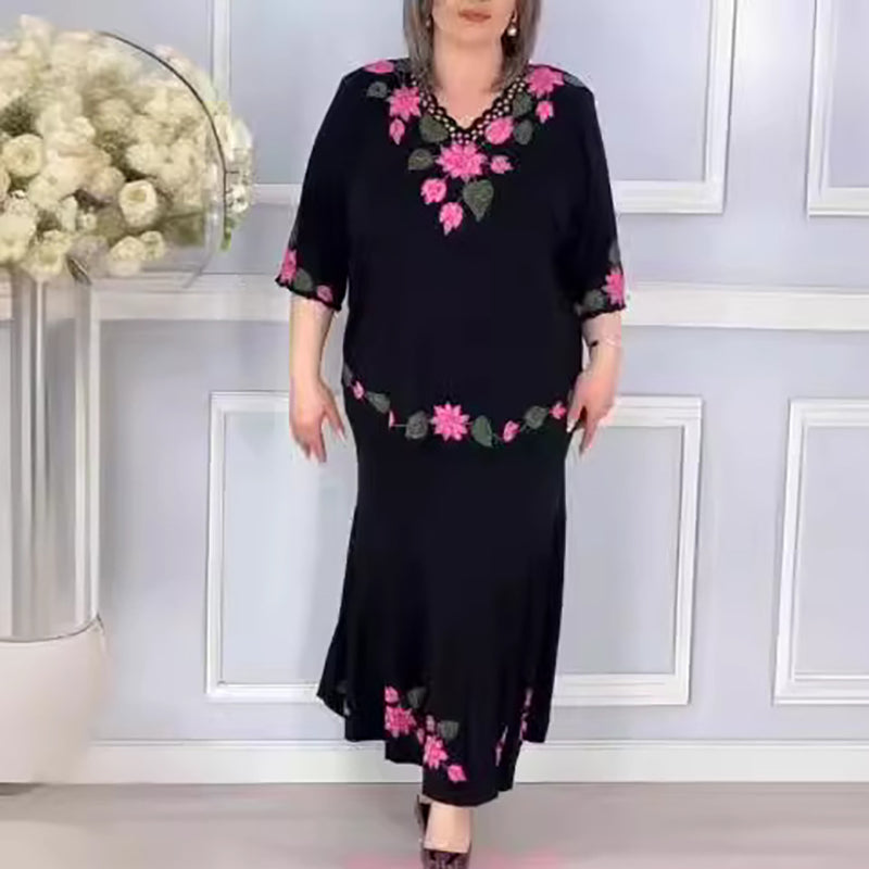 🌷Κομψό γυναικείο φόρεμα με λουλούδια και V-λαιμόκοψη-GR
