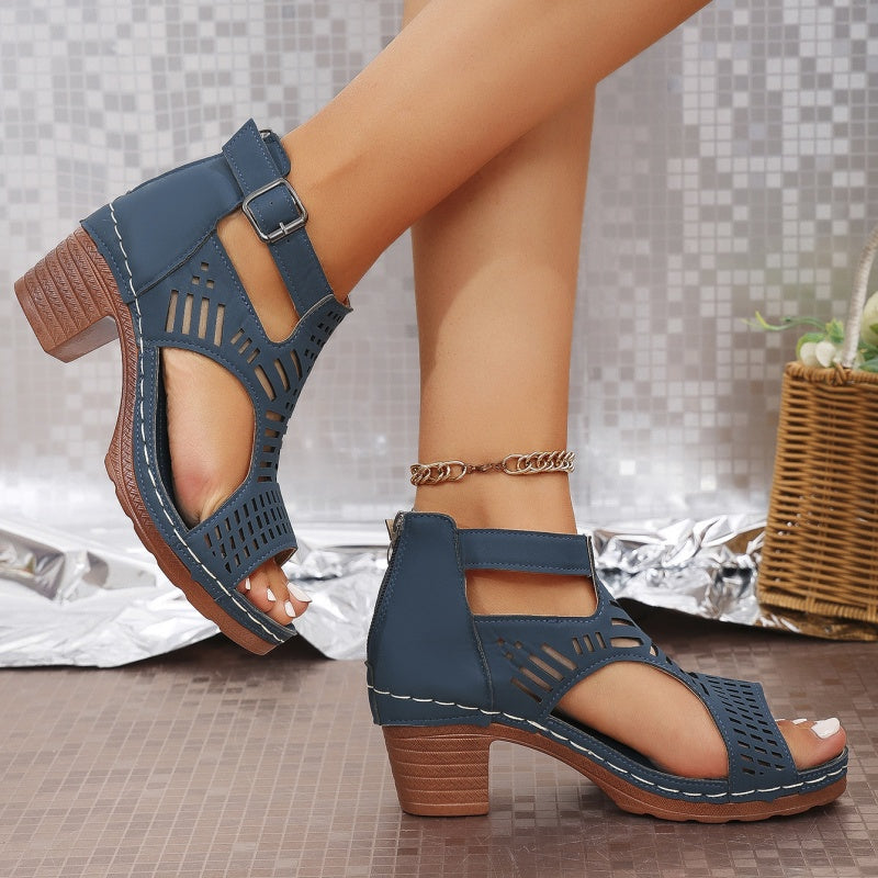 👡 Σανδάλια με ανοιχτά δάχτυλα και μεσαίο ανοιχτό τακούνι💖-GR