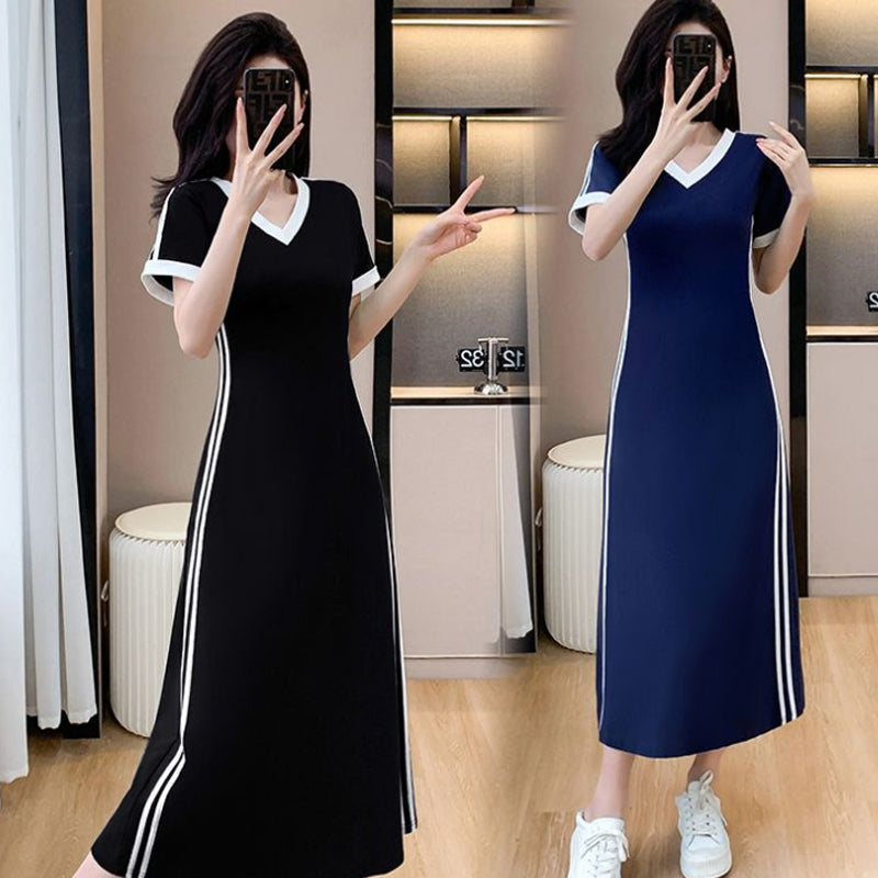 【M-4XL】👗Ženska ležerna in preprosta obleka z V-izrezom-SI