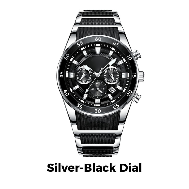 🎁 Moška vodoodporna večnamenska kremenčeva ura⌚-SI