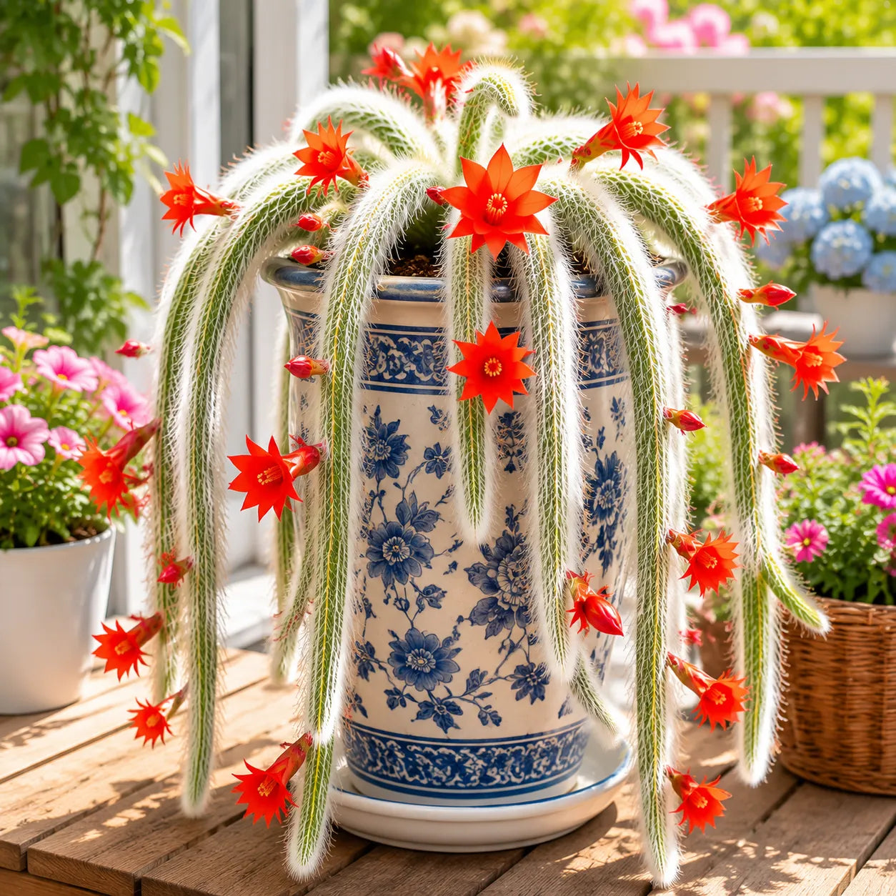 🌵Redki kaktus opičjega repa - živi slap mehke, puhaste lepote-SI