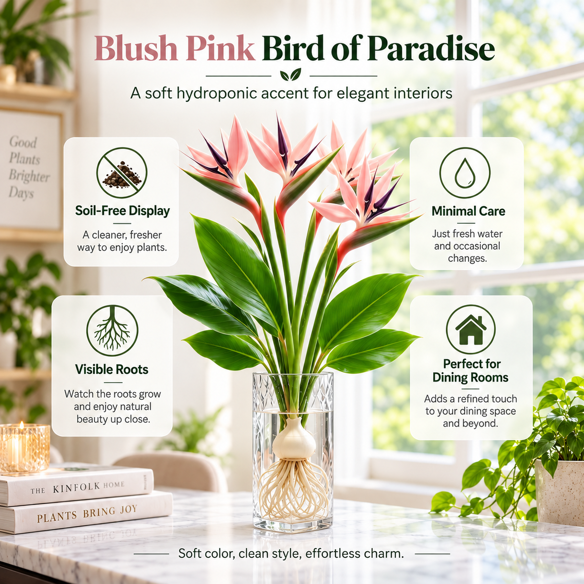 🕊️ Hydroponic Bird of Paradise Starter – Tropical Water-Grown Indoor Plant 💧🌱