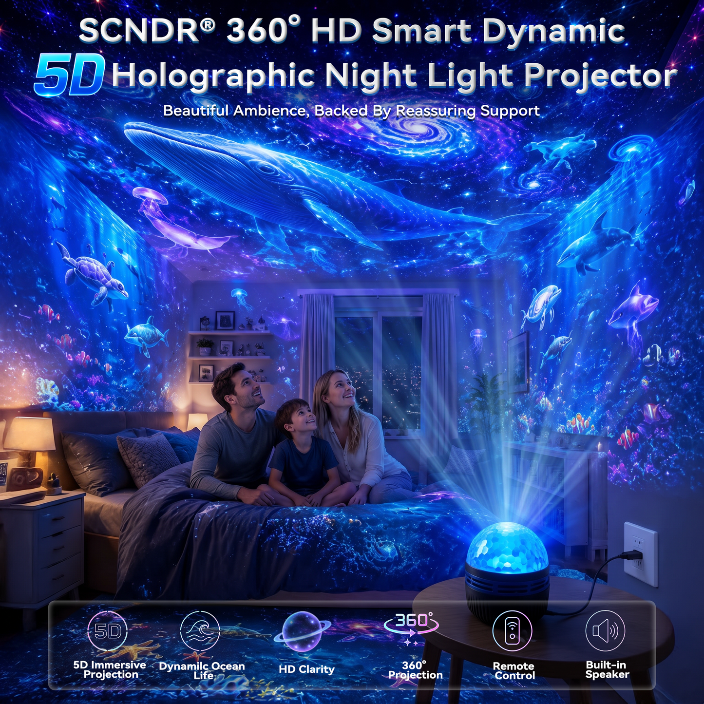 🦖🎁360° pametni holografski projektor zvezdnega neba (HD Smart Dynamic 5D)-SI