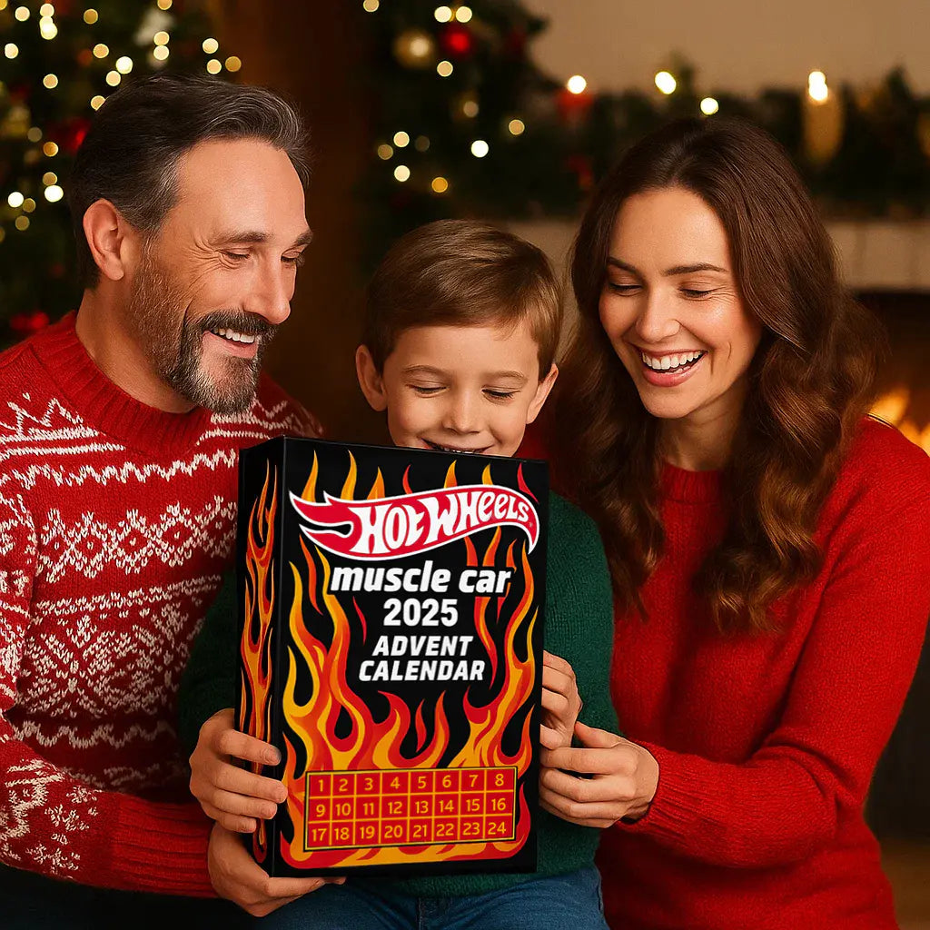🔥Vroča razprodaja - 50 % POPUST🔥 - 🚗Adventni koledar avtomobilčkov Hot Wheels Muscle - 24 DNI 2025🎄-SI