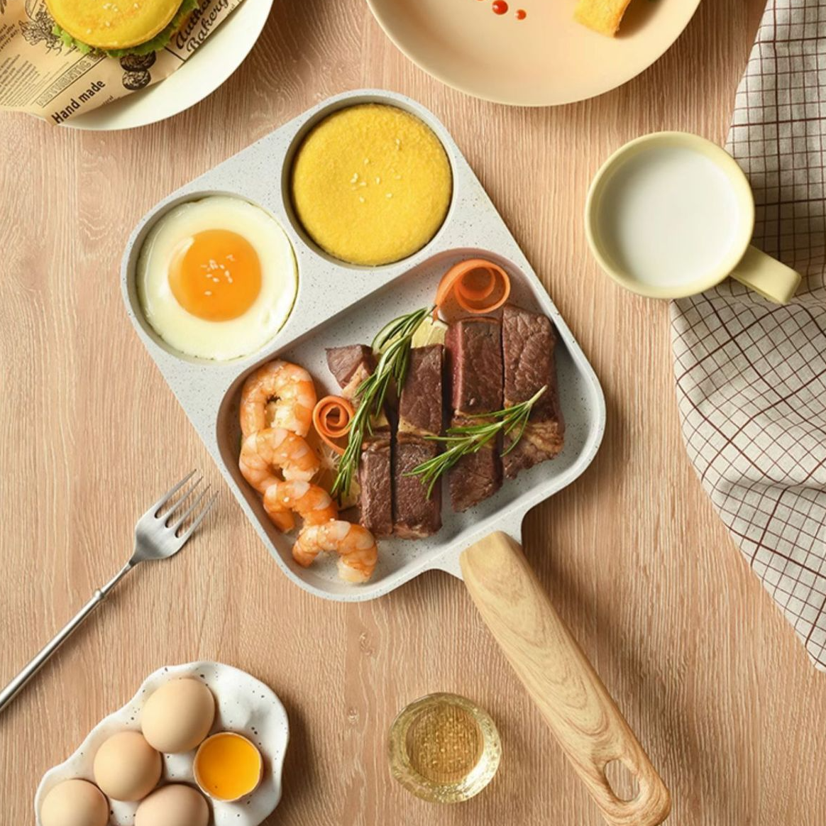 4-v-1 ponev s premazom proti prijemanju: idealna za jajca, slanino in burgerje-SI