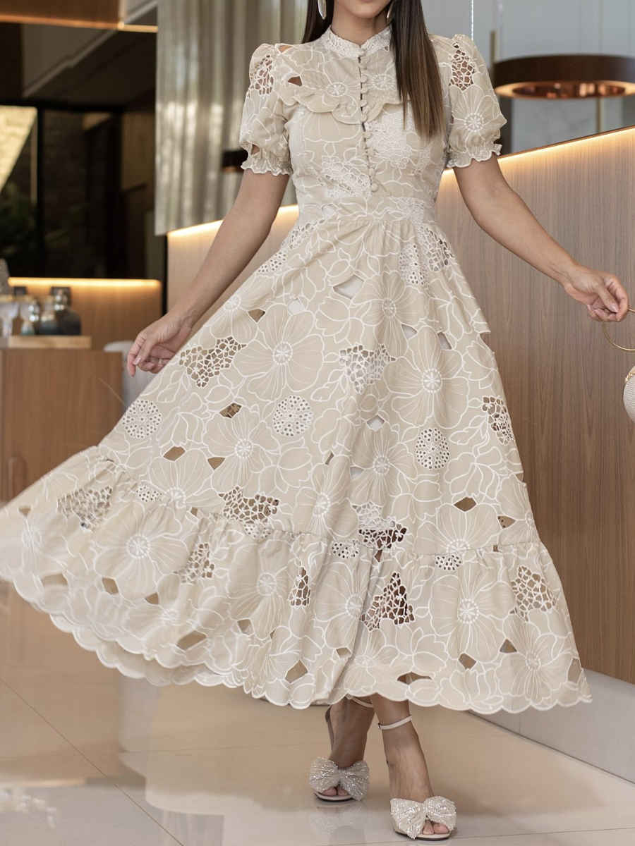 Vestido elegante con estampado floral hundido.-ES