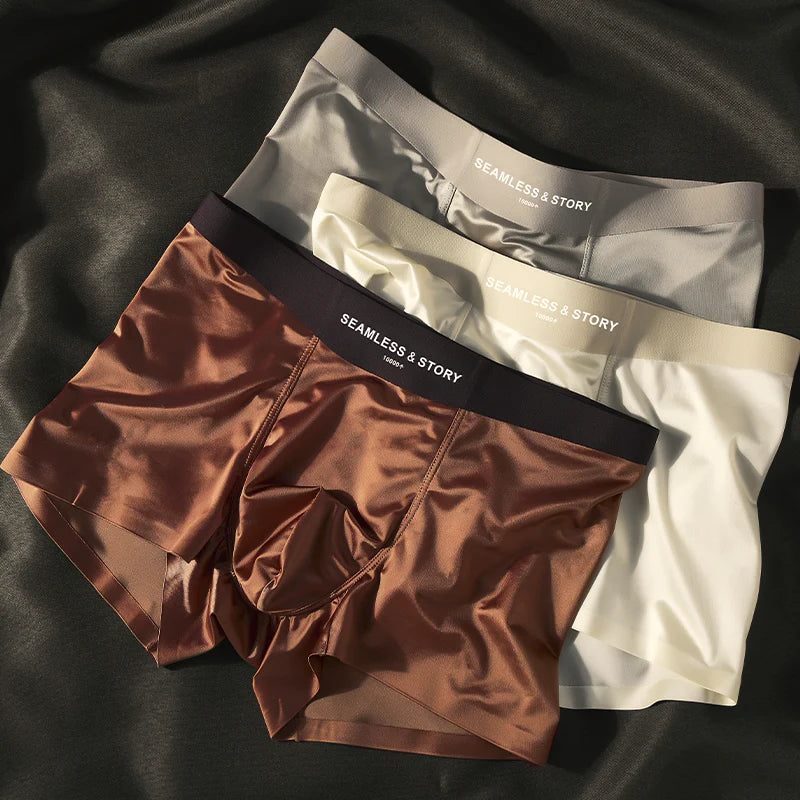 (3 τεμ.) Ανδρικά εσώρουχα Elegant Ice Silk από την Mulberry Silk με αντιμικροβιακή προστασία-GR