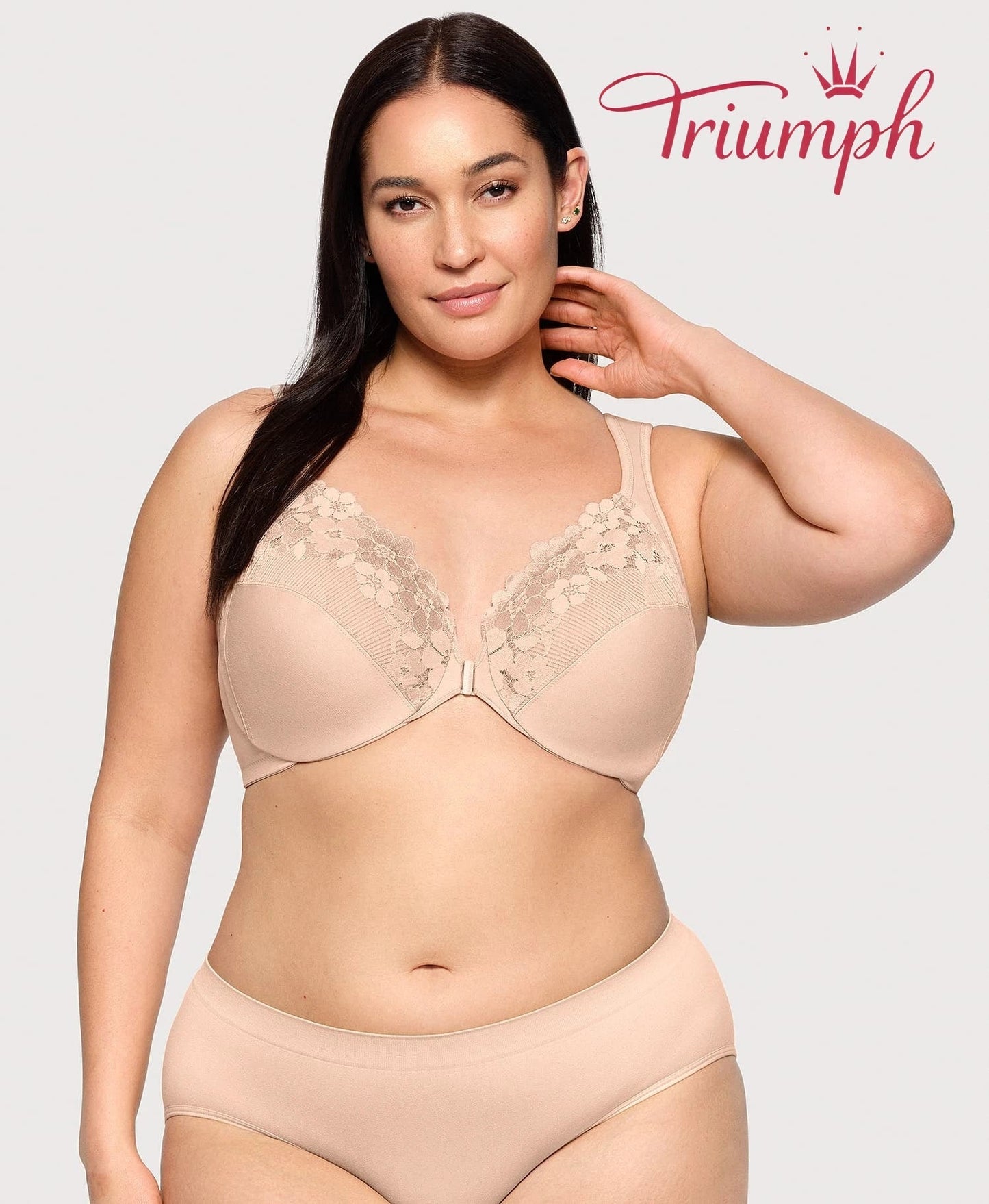 Triumph - (3 τεμάχια) βαμβακερό σουτιέν με κεντημένη δαντέλα, κλείσιμο μπροστά-GR