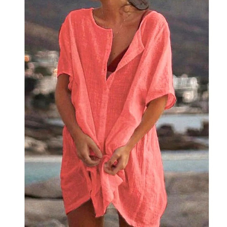 💁‍♀️Kuum soodusmüük 🔥 Moteriška medvilnė ir linas lahtine pikk särk (S-8XL)