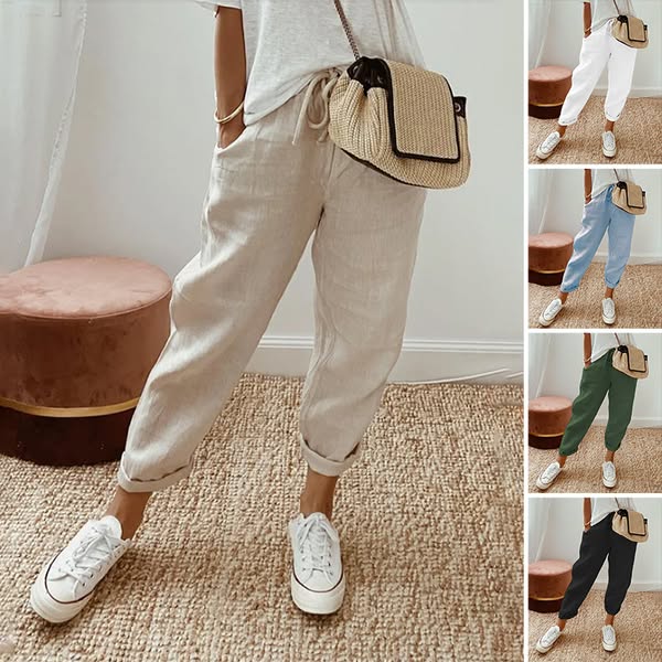 💕Ležerne ženske hlače iz bombaža in lana-SI