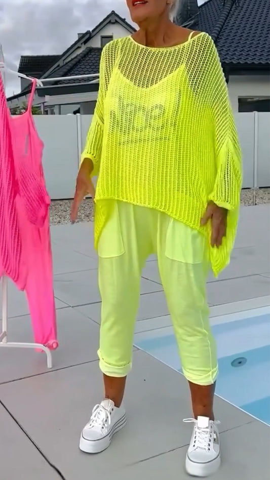 🌸Ženski kombinezon + ohlapna majica z izrezanim šalom-SI