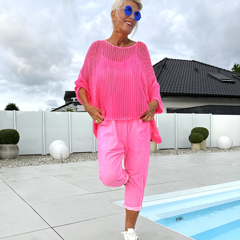 🌸Moteriškas kombinezonas + laisvas viršutinis sluoksnis su iškirpte-LT