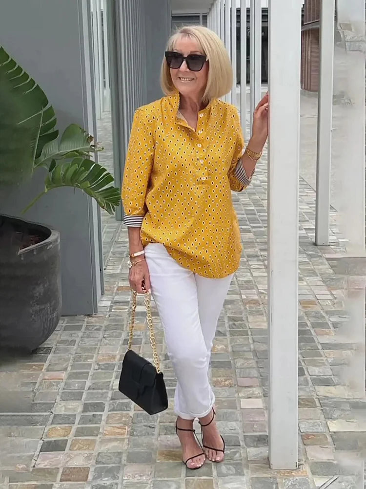 🌈2025 Srajca s stoječim ovratnikom in 3/4 rokavi-SI