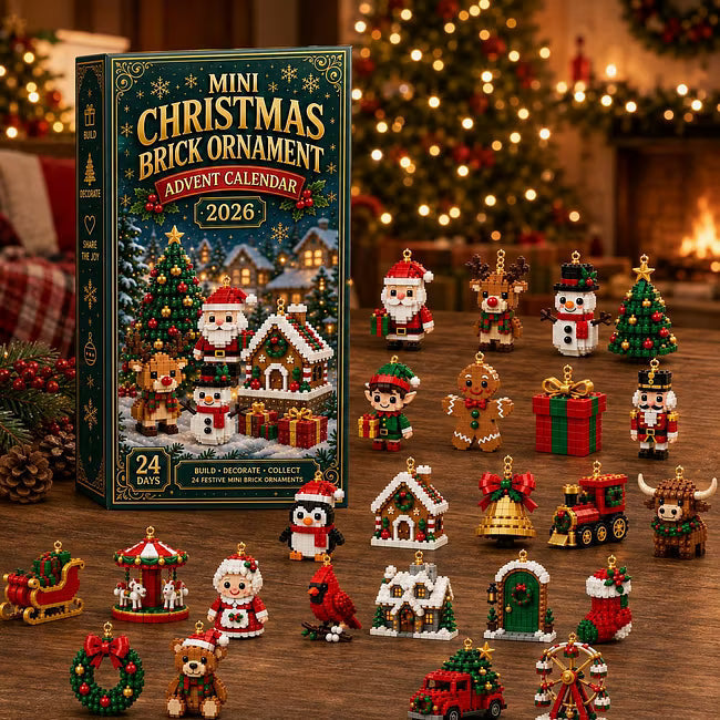 🎄 24-dnevni mini adventni koledar z božičnimi okraski | 24 edinstvenih, prazničnih, sestavljivih dizajnov z zankami za obešanje - idealnih za okraševanje božičnih drevesc, vencev in prazničnih okraskov 🧱-SI