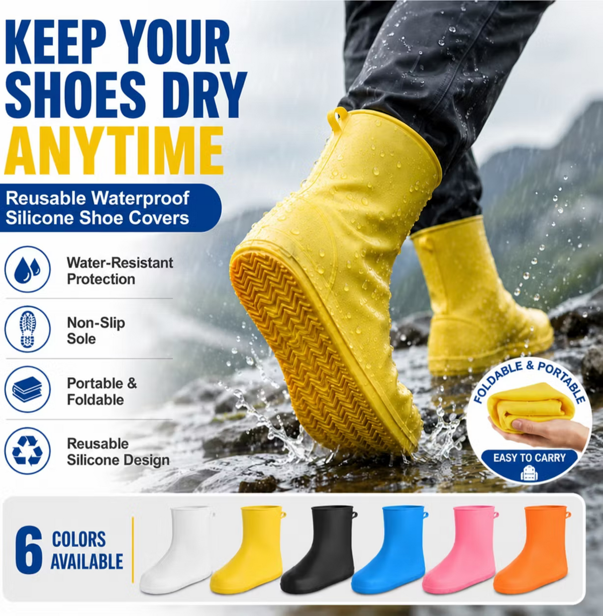 Nema više mokrih cipela! Izdržljive gumene čizme – neklizajuće, sklopive i jednostavne za pohranu 🌧️-HR