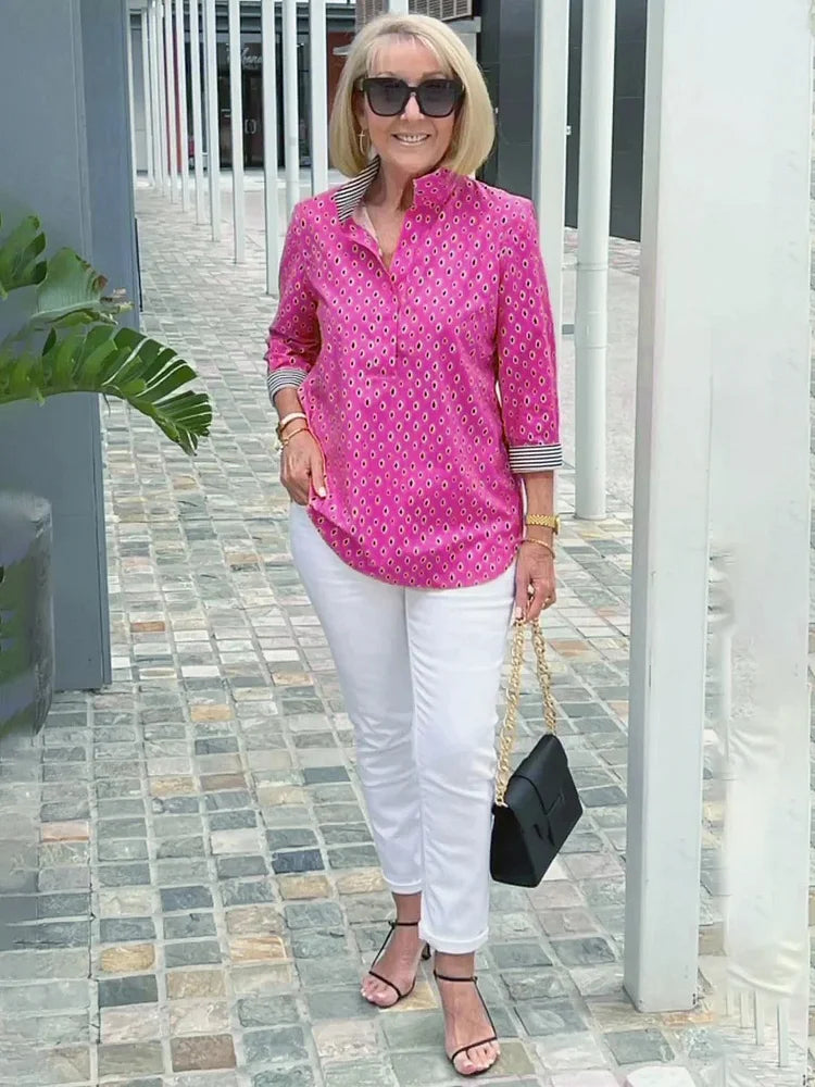 🌈2025 Srajca s stoječim ovratnikom in 3/4 rokavi-SI