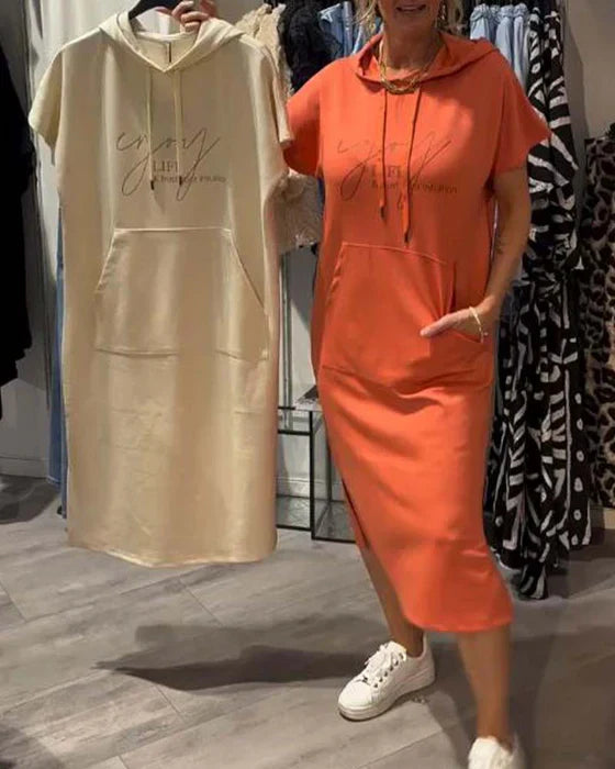 💥🔥👗[S-5XL]2026 m. nauja vasarinio stiliaus laisva, patogi ir kvėpuojanti didelio dydžio džemperio suknelė-LT