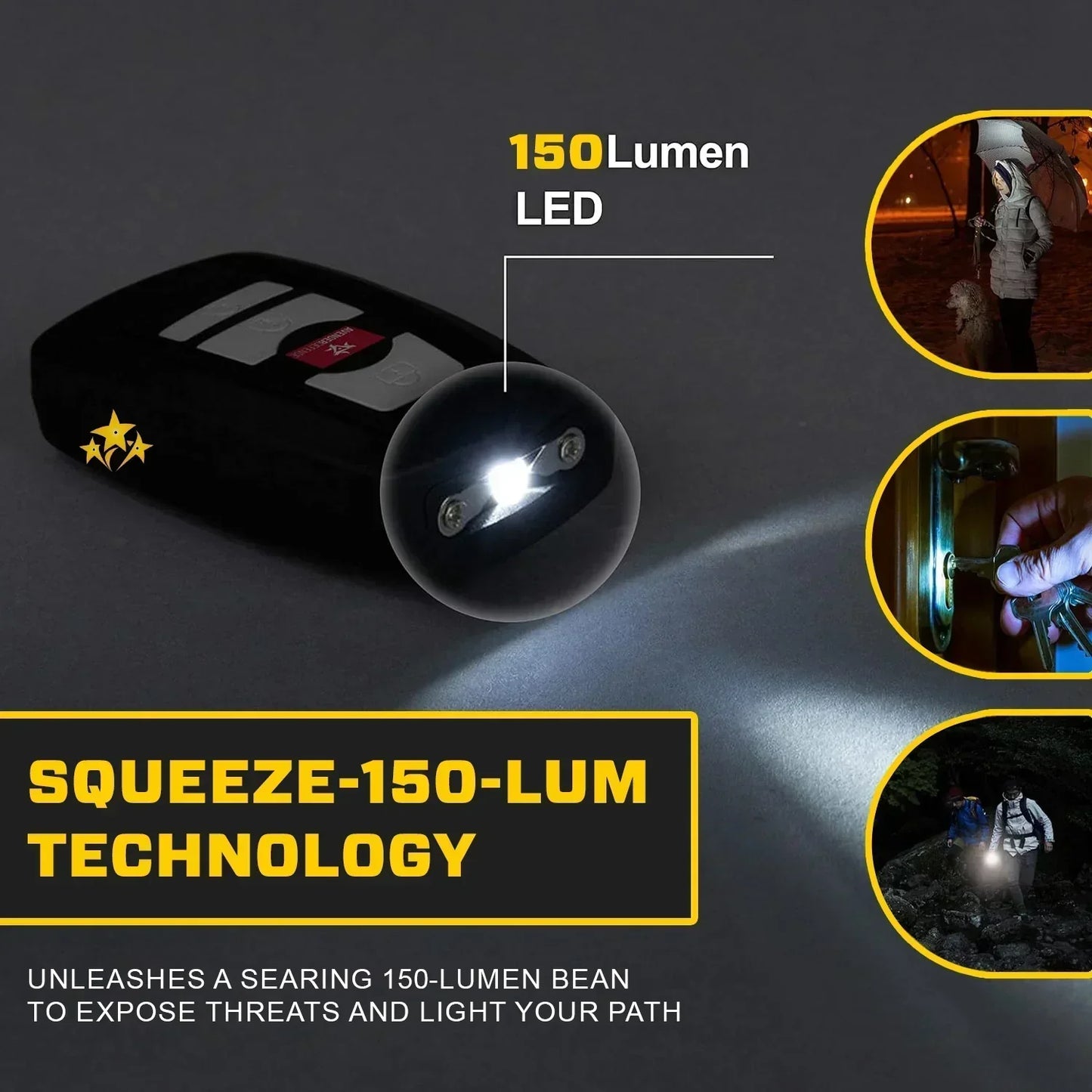 🔥 ⚡️ VOLTIC V77 3 v 1 elektrošoker, svetilka in alarmni avtomobilski obesek za ključe-SI