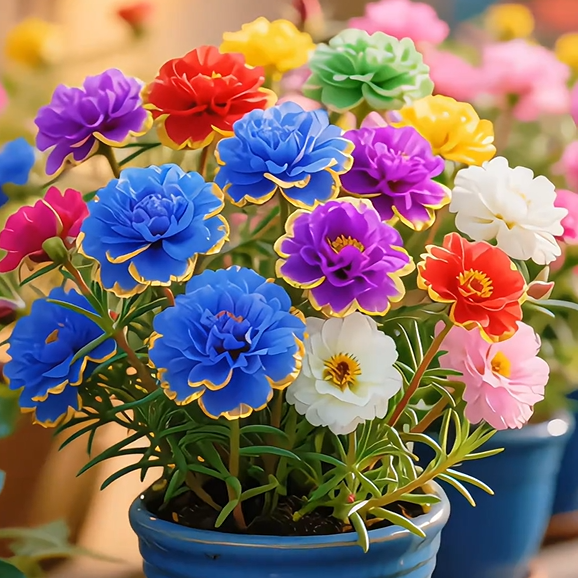 Zlata čipkasta portulaka🌸✨ Čudoviti dvojni cvetovi za lahkotno poletno barvanje-SI