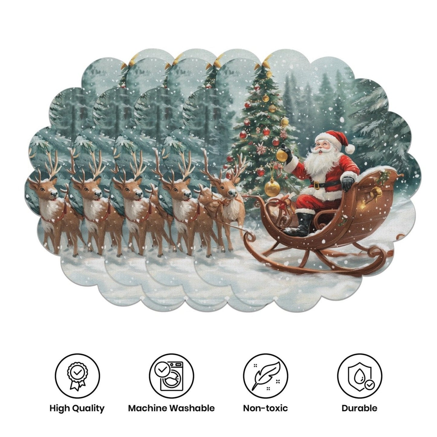 10 τεμάχια. Χειμερινά σουπλά σε σχήμα αλεξανδρινών και κουκουναριών, τραπεζομάντιλα από αντιολισθητικό ύφασμα-GR