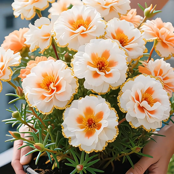 Zlata čipkasta portulaka🌸✨ Čudoviti dvojni cvetovi za lahkotno poletno barvanje-SI