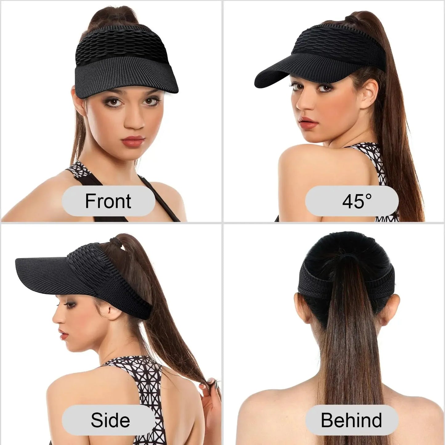 ☀️🧢 Ščitnik z luknjo za visok čop – UV zaščita, zračen, za aktivnosti na prostem in vsakodnevno uporabo-SI