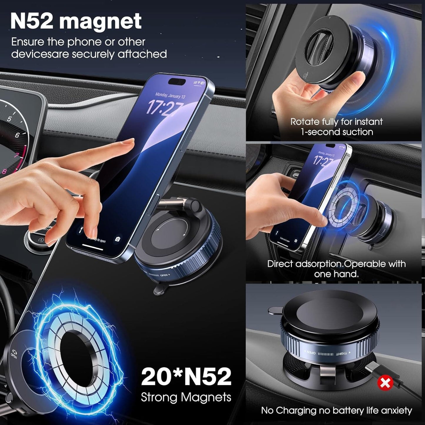 Vakuumski magnetni držali za telefon Woyuosn za avto-SI