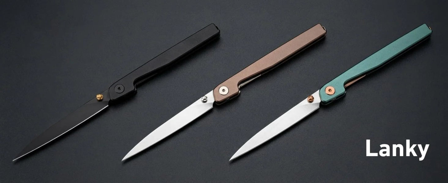 🔥Zadnja dnevna razprodaja 50 % POPUSTA🎉Nož Lanky Liner Lock Front Flipper s črnim aluminijastim ročajem-SI
