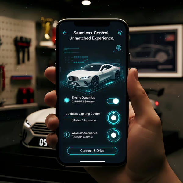 🎁 Hiperautomobilio žadintuvas🏎️ Realistiški variklio ir šviesos efektai-LT