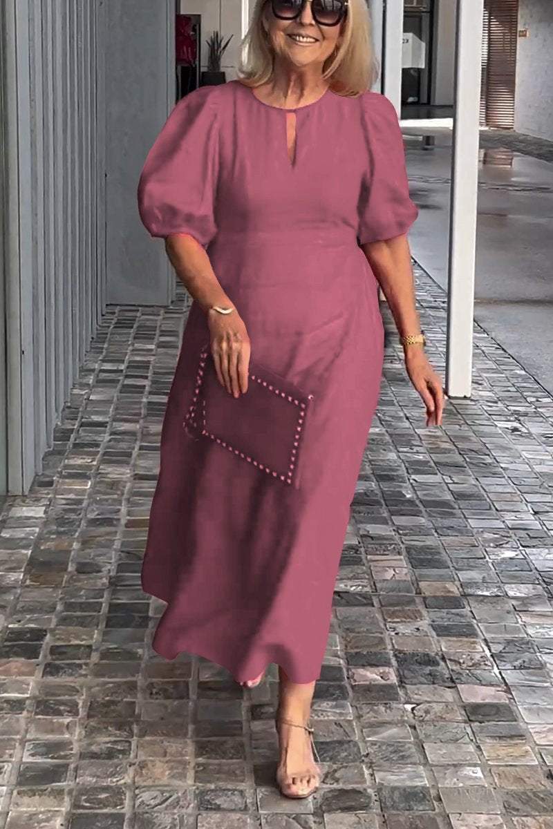🎉Vestido de algodón y lino de color liso. 