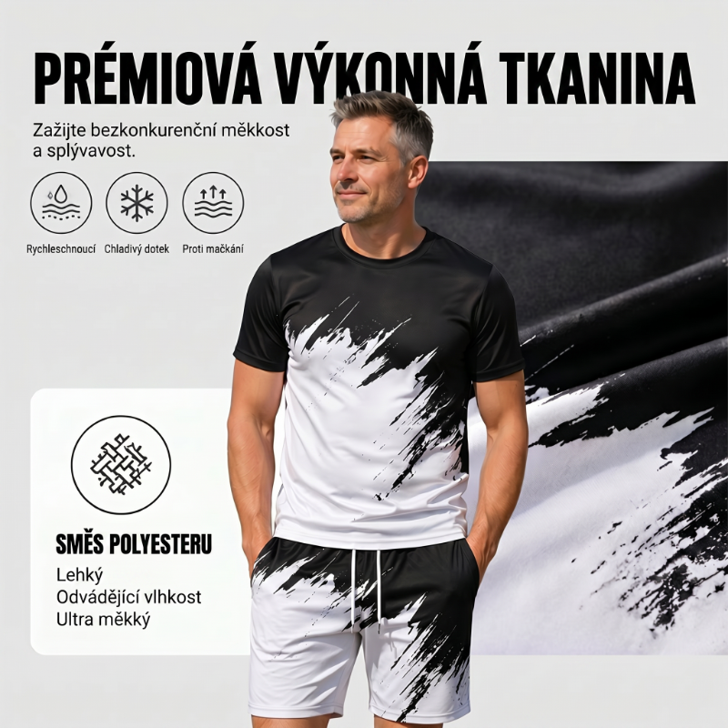 Izstopajte z dinamičnim 3D-tiskom – moški poletni dinamični komplet s potiskom. Plačilo po povzetju! 🔥-SI