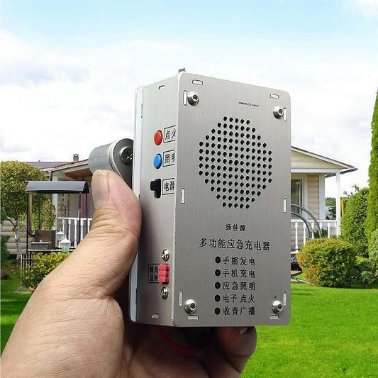 🔋 Ročna polnilna postaja za nujne primere – svetilka, vžigalnik in prenosna baterija (1000 mAh)-SI