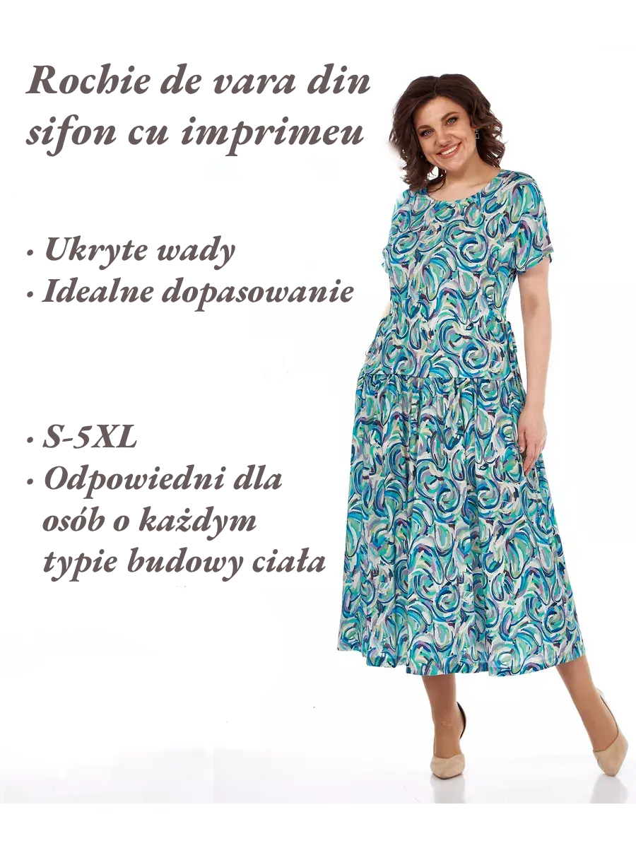 🔥Geriausias išpardavimas🔥🌺Vasarinė šifoninė suknelė su raštu👗-LT