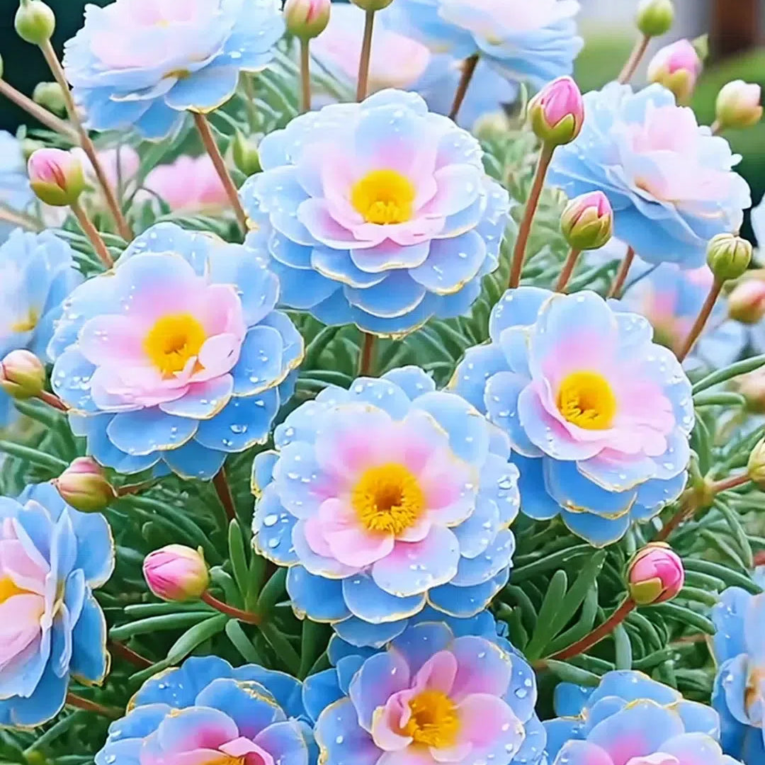 Zlata čipkasta portulaka🌸✨ Čudoviti dvojni cvetovi za lahkotno poletno barvanje-SI