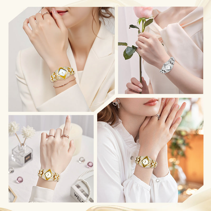 💜Retro kvarcinis laikrodis su spindinčiais kristalais⌚-LT